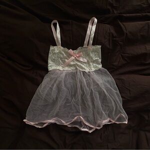 Vintage Lace and Mesh Babydoll Top in Pink